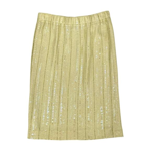 St. John Evening Canary Yellow Santana Knit Wool Blend Embellished Pencil Skirt - Picture 2 of 7